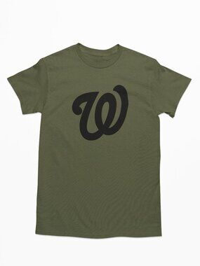 NEW Washington Nationals W Monogram T-Shirt MILITARY ARMY GREEN